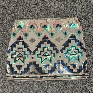 Express Sequin Geometric Pattern Skirt XS